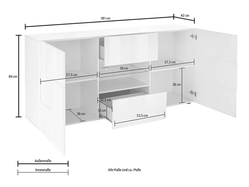 APARADOR 2P 2C DAMA “209008-07” BLANCO BRILLO - Imagen 4