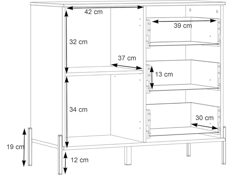 APARADOR 1P 3C ELZZAN EZNK221-C87 BCO/BCO BRILLO - Imagen 4