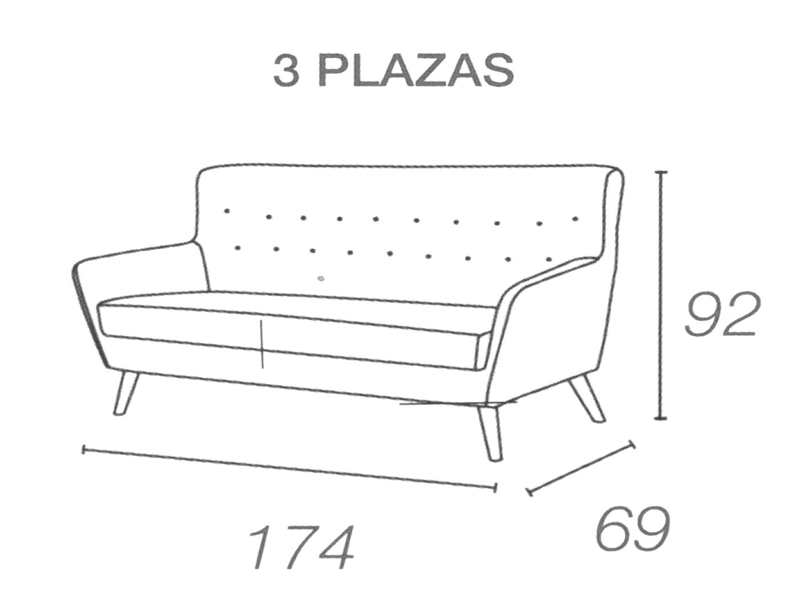 SOFA 3PL “NORDICO” SERIE H - Imagen 3